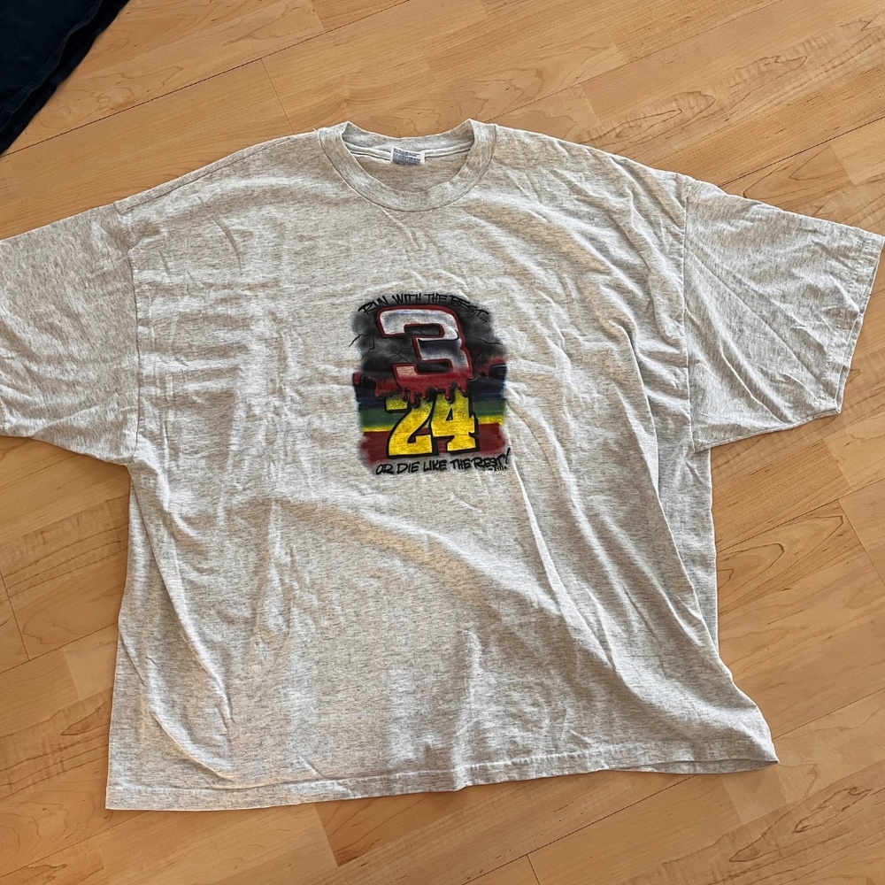 Vintage 1995 Graffiti Jeff Gordon Dale Earnhardt Tshirt 3XL Gray NASCAR Hanes